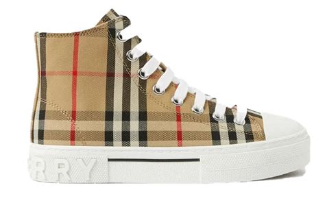 burberry archive logo cotton high-top sneakers|burberry archive beige sneakers.